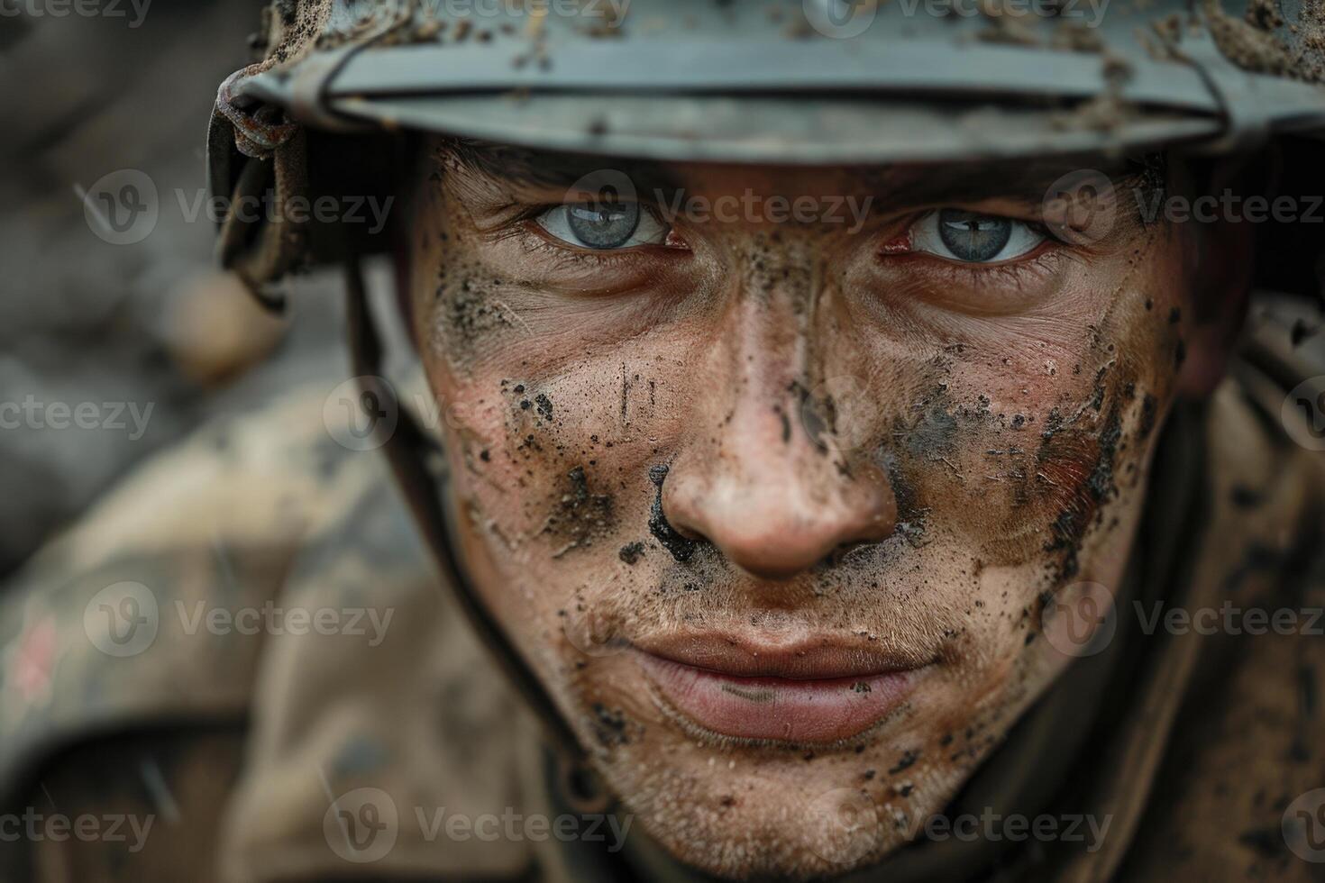 AI generated An emotional photo of a soldier from the Second Great War a tragic wartime experience, a compelling portrait reflecting the depth of suffering and heroism in the struggle for freedom.