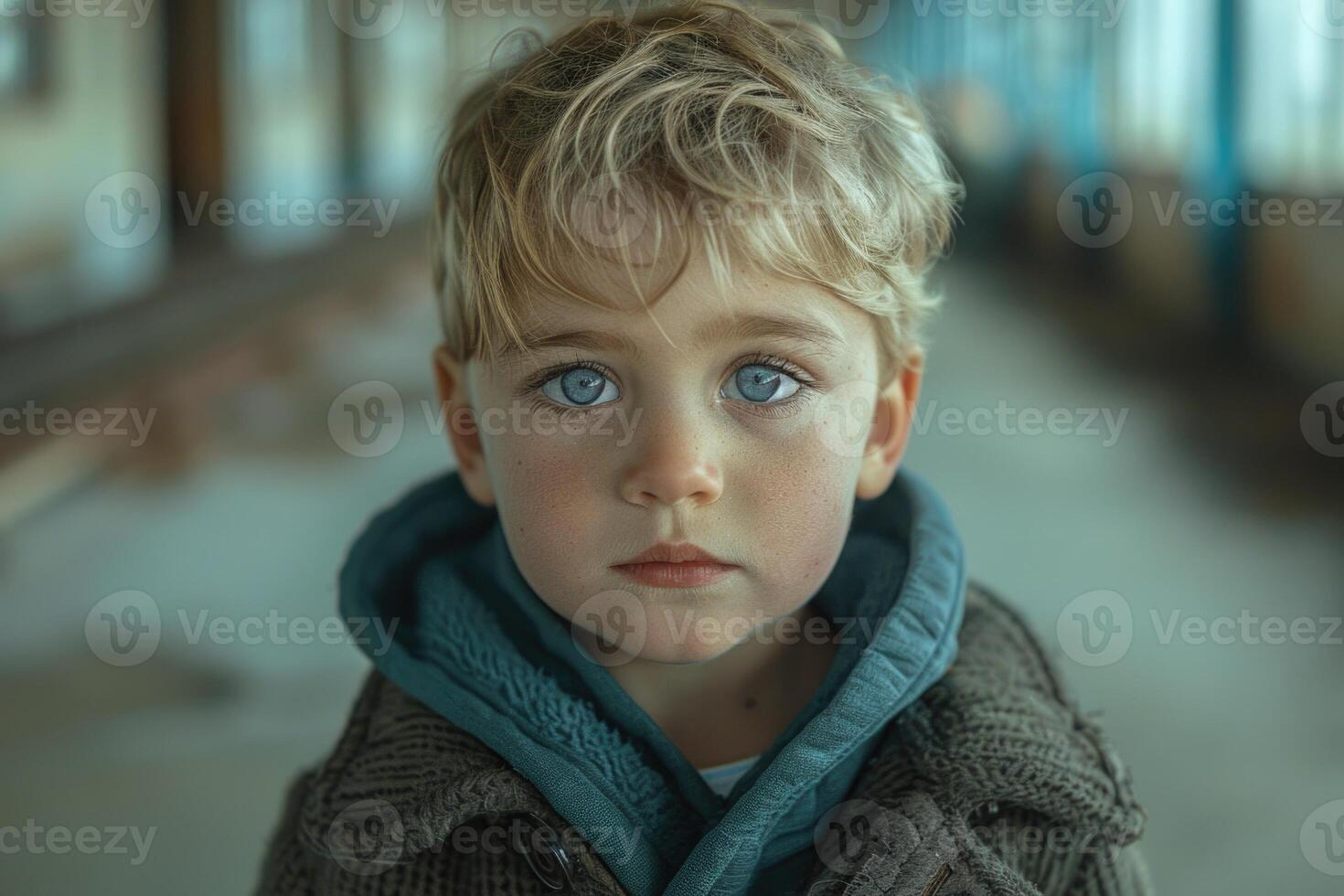 AI generated Portrait of an orphan, life, struggles, and resilience of a child without parents, navigating through challenges with hope and determination in a world of uncertainty photo