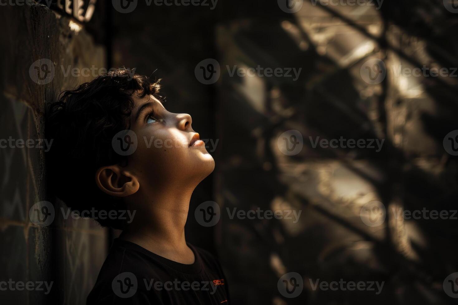 AI generated Portrait of an orphan, life, struggles, and resilience of a child without parents, navigating through challenges with hope and determination in a world of uncertainty photo