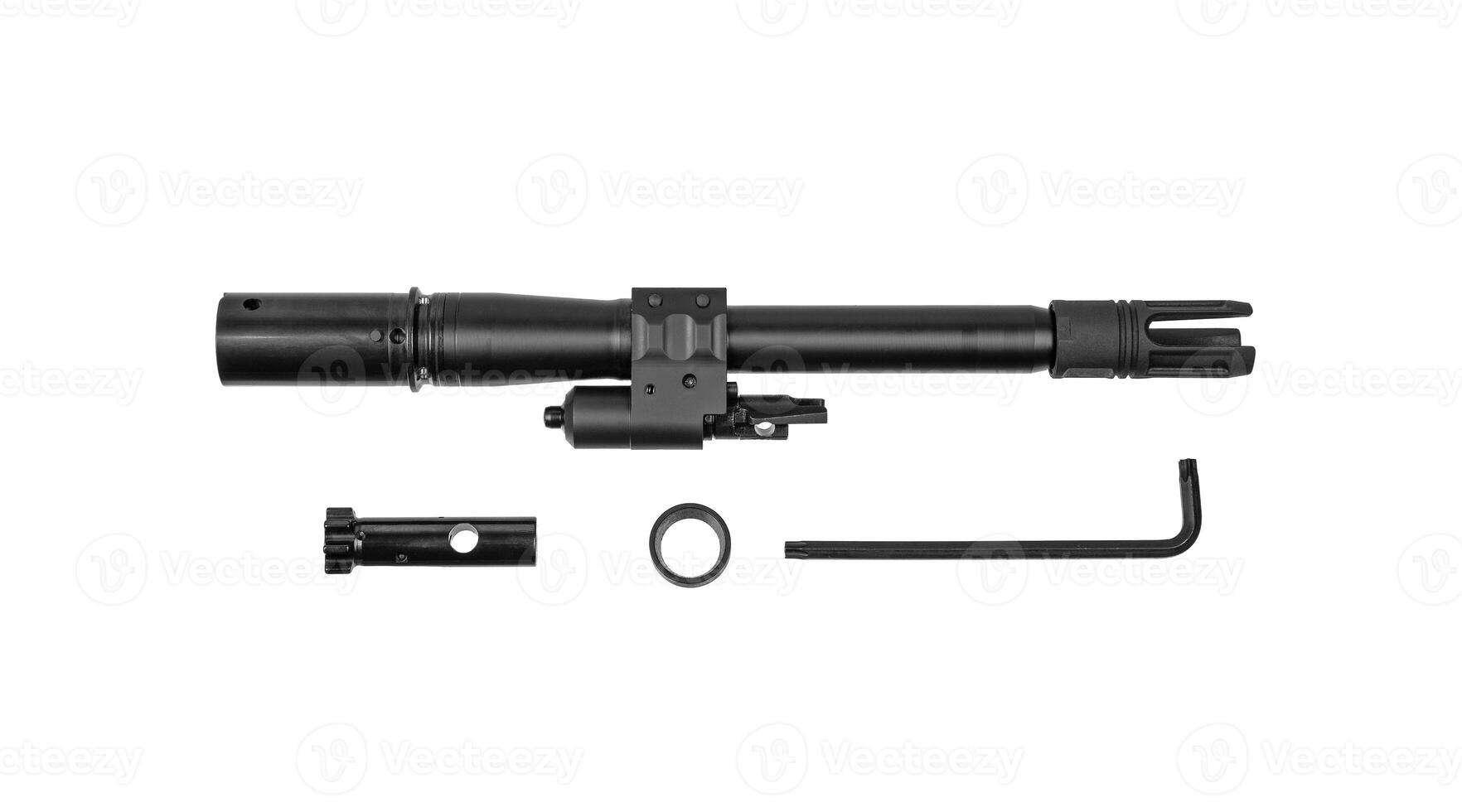 Spare interchangeable barrel for automatic carbine. Isolate on a white back. photo