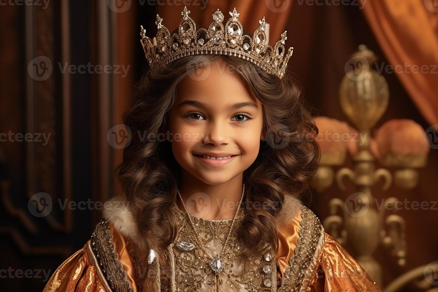 AI generated Elegant Indian Princess on a Throne photo