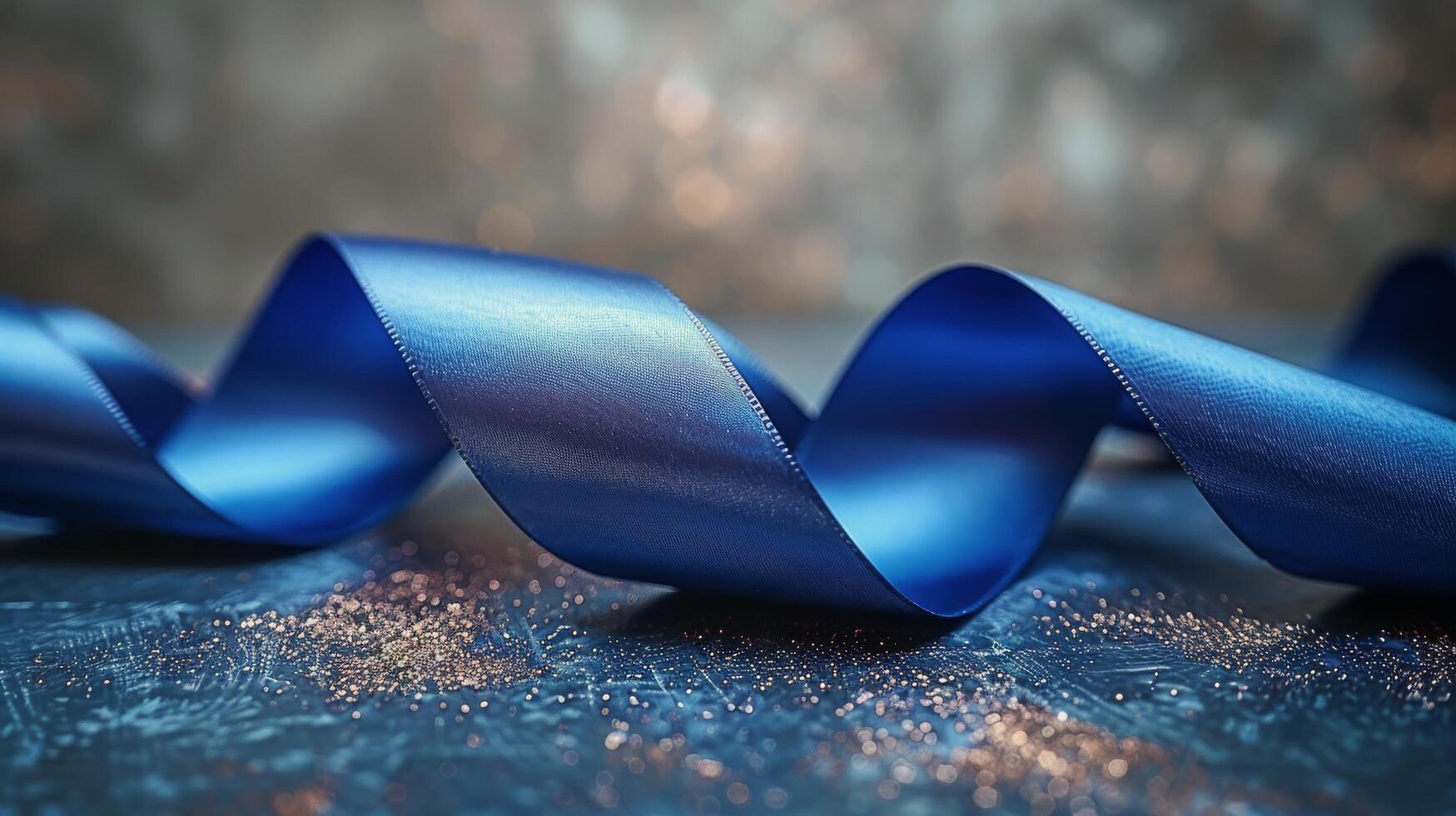 AI generated Close Up of Blue Ribbon on Table photo