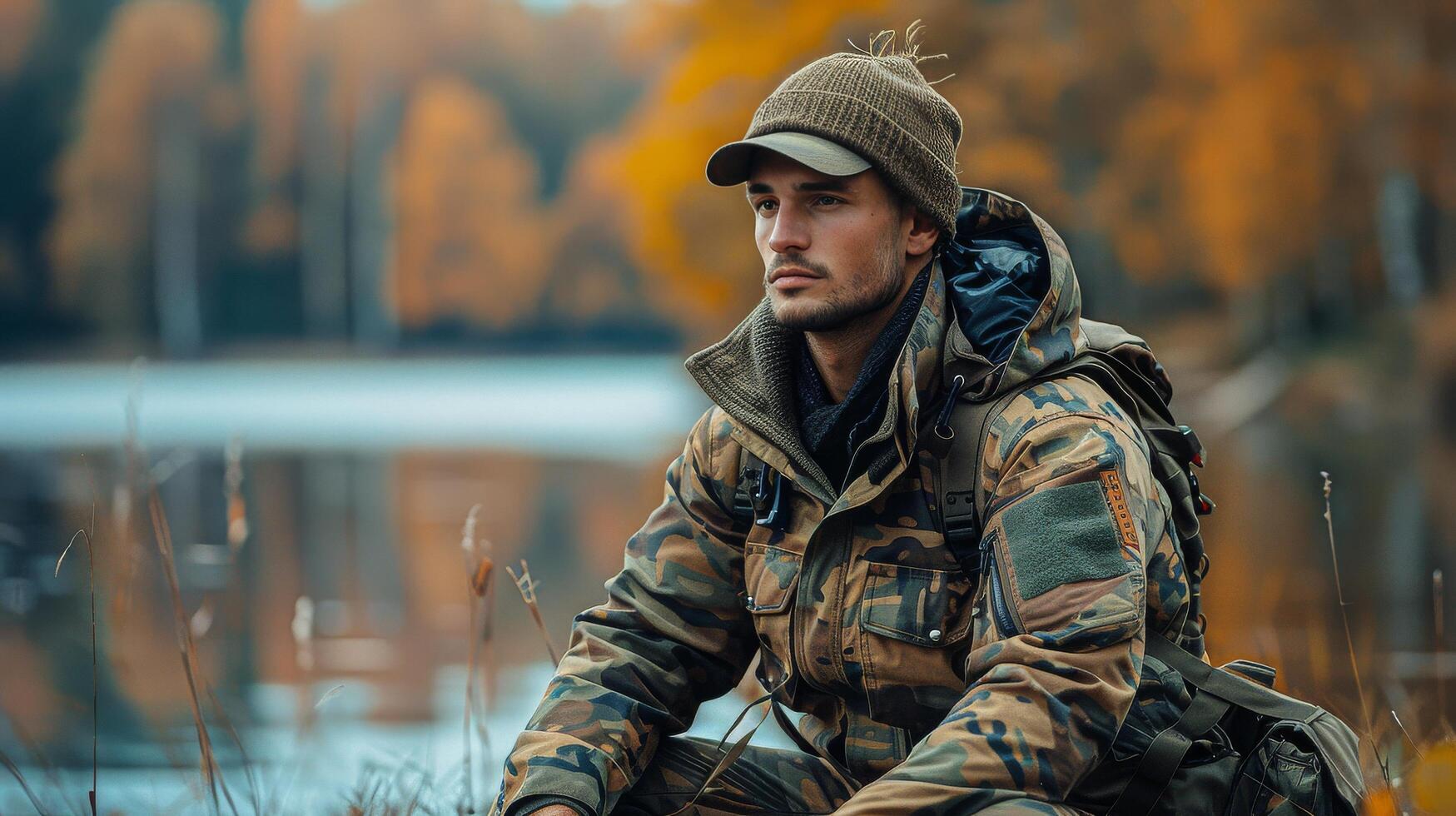 AI generated Man With Backpack Sitting on Motorcycle photo