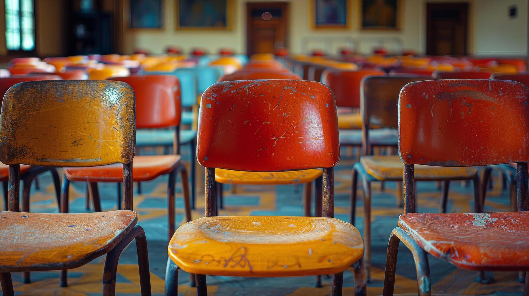 AI generated Rows of Chairs in a Room photo