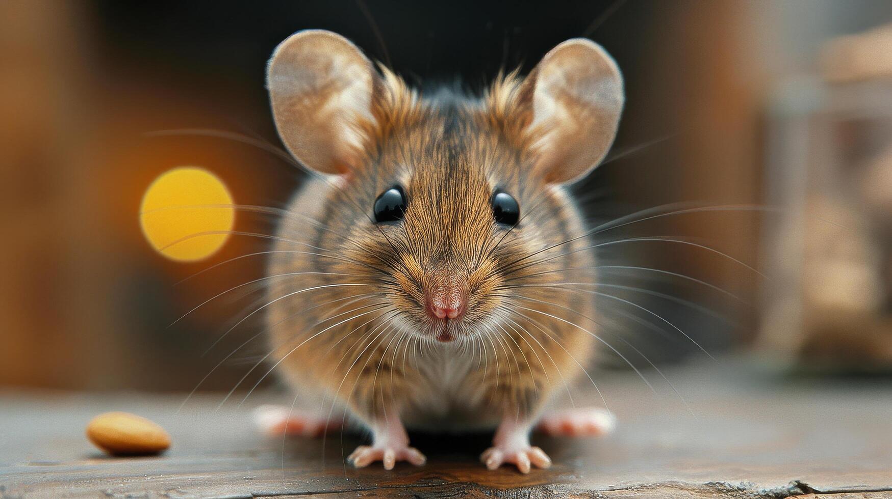AI generated Brown Mouse Sitting on Wooden Floor photo