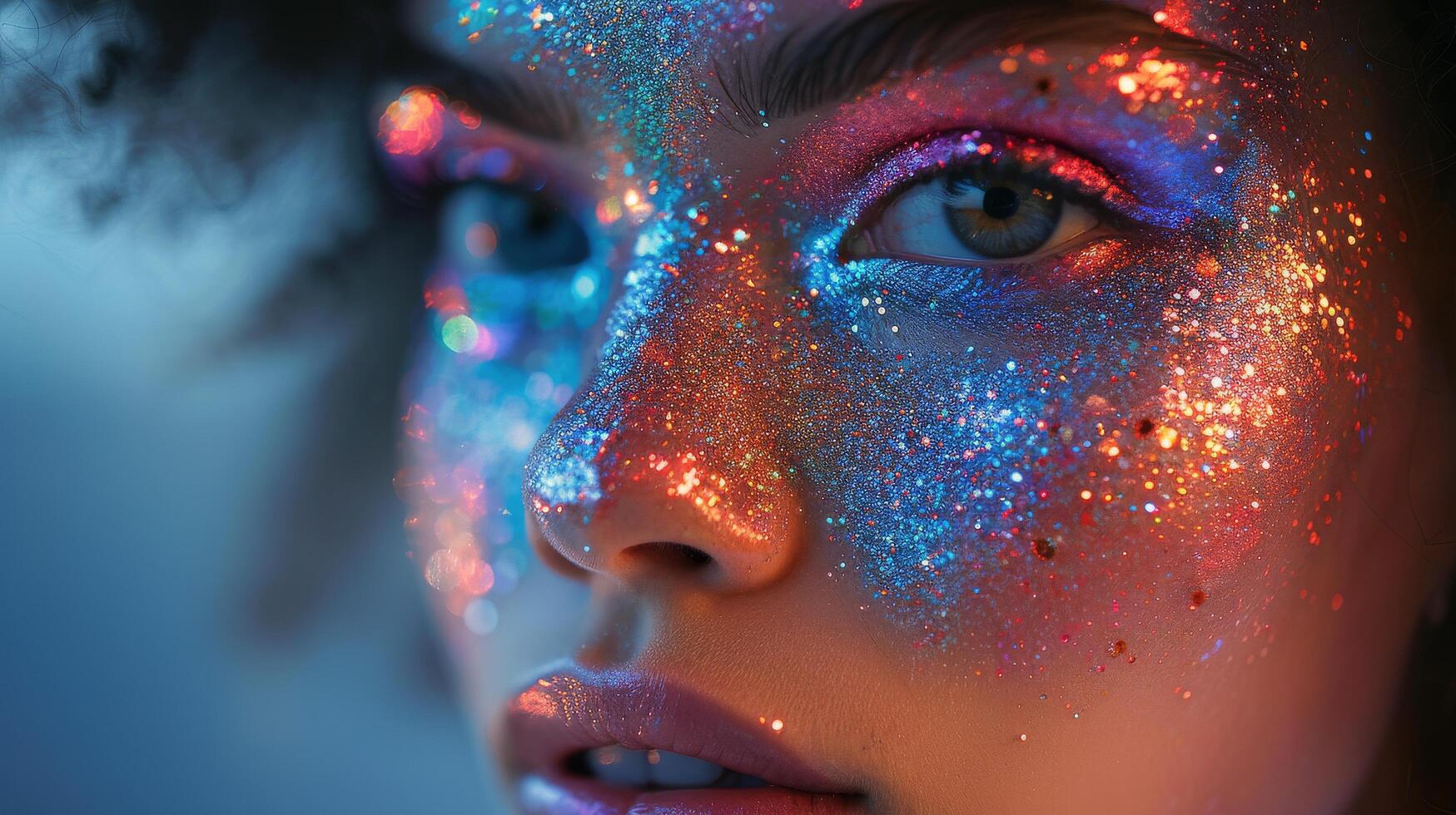 AI generated Woman With Glitter on Her Face photo