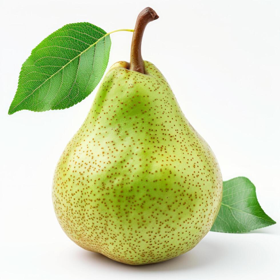 AI generated Close Up of Green Apple With Leaf photo