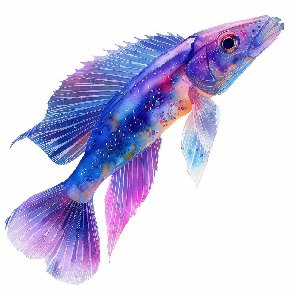 AI generated Blue and White Fish With Long Tail photo