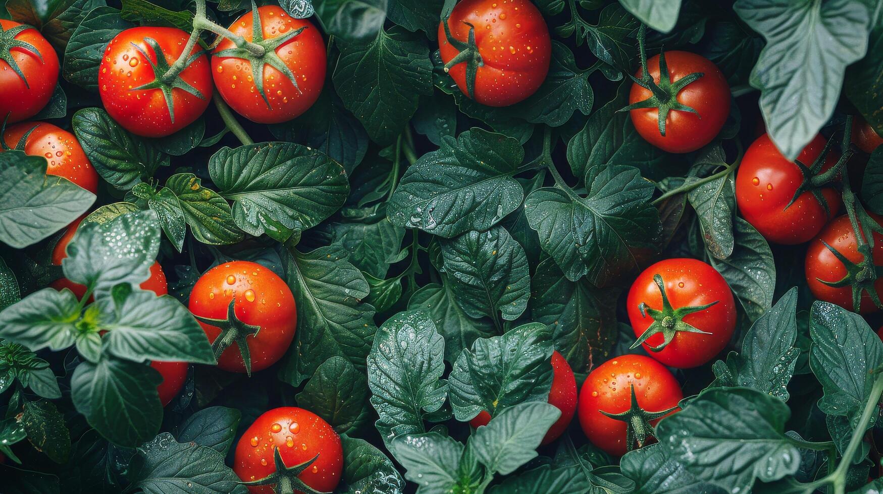 AI generated Cluster of Tomatoes Growing on Vine photo