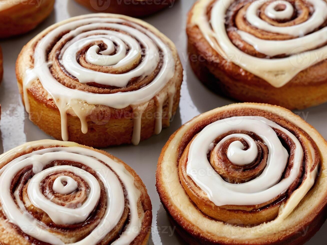 AI generated cutout set of cinnamon roll cake on white background photo