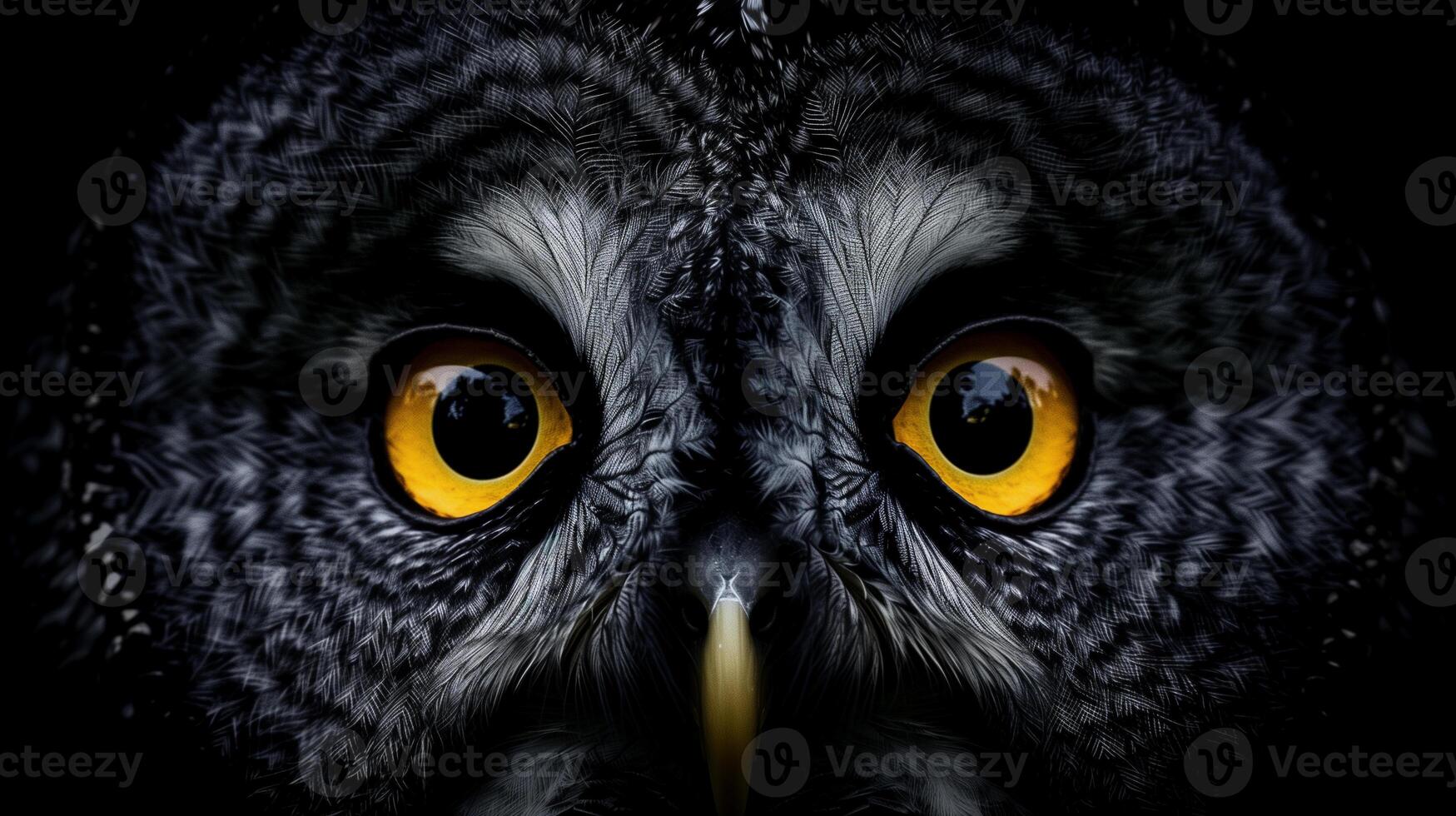 AI generated an owl with yellow eyes is shown in this photo