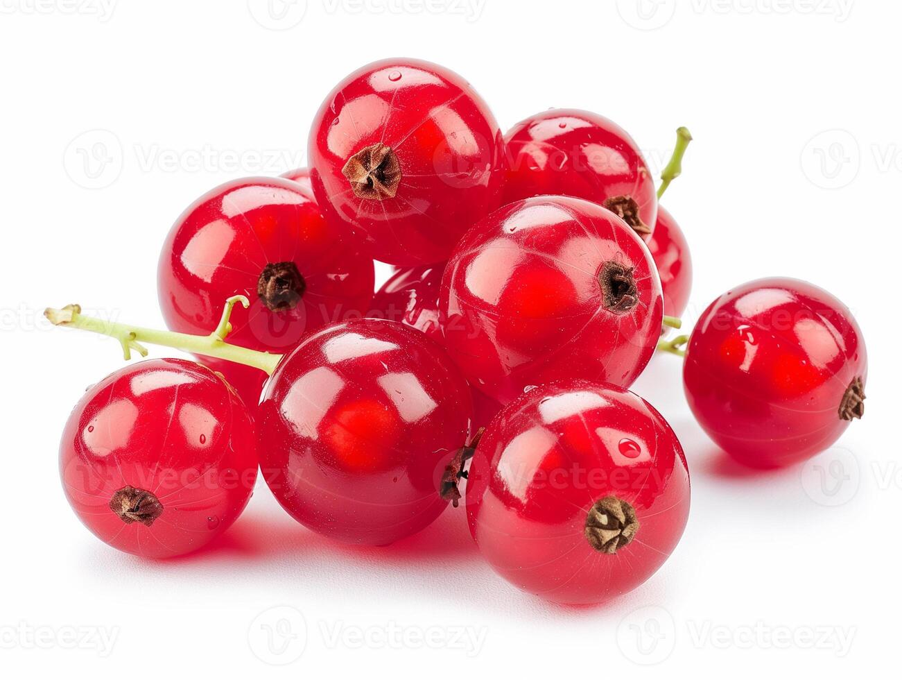AI generated a bunch of red currants on a white background photo