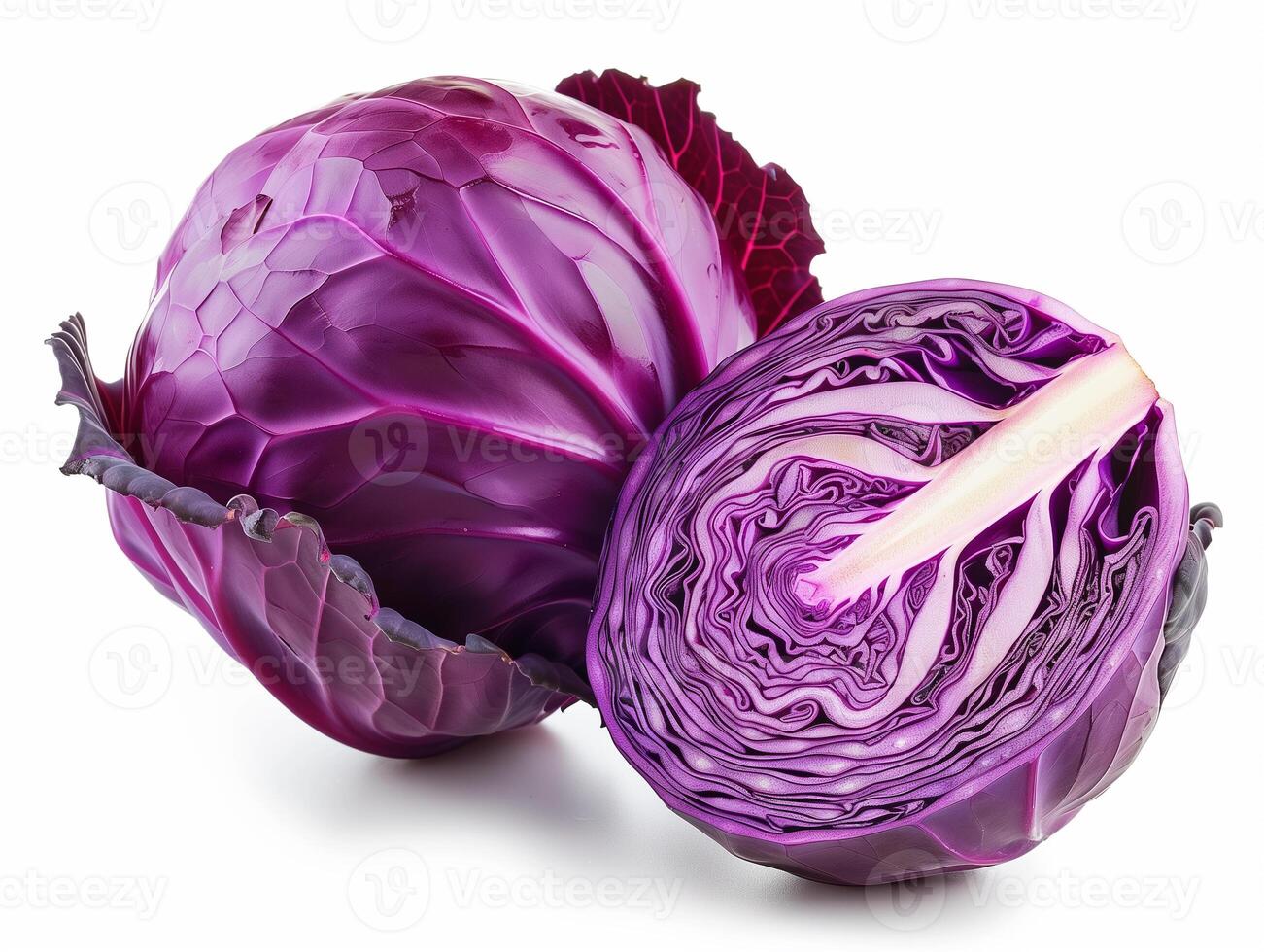 AI generated a purple cabbage is cut in half photo