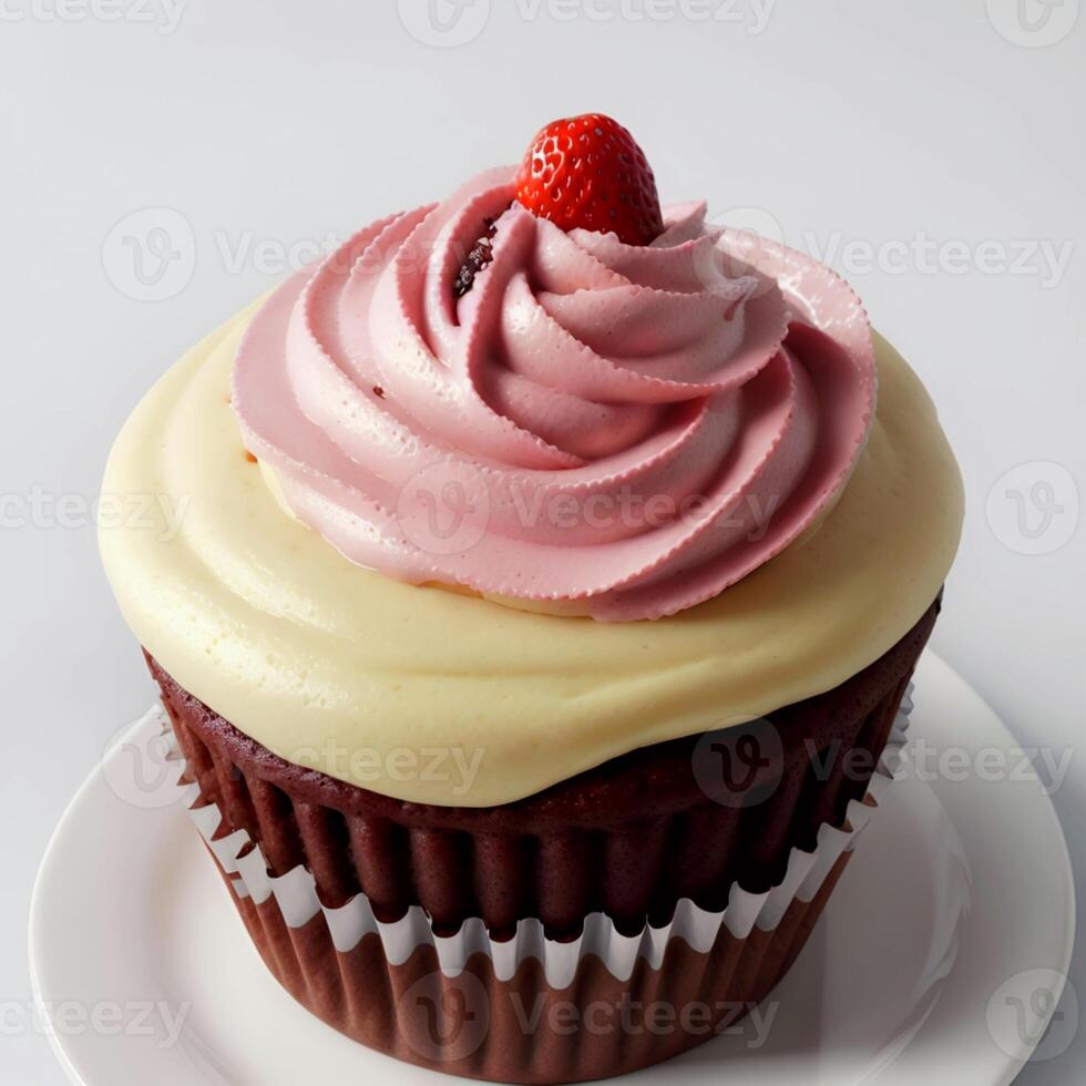 AI generated Cakes cup Strawberry cream cocolate 3D Realistic photo