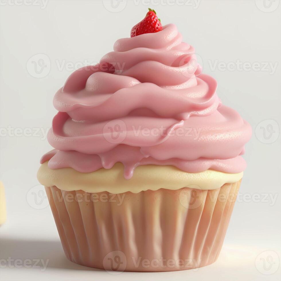 AI generated Cakes cup Strawberry cream cocolate 3D Realistic photo