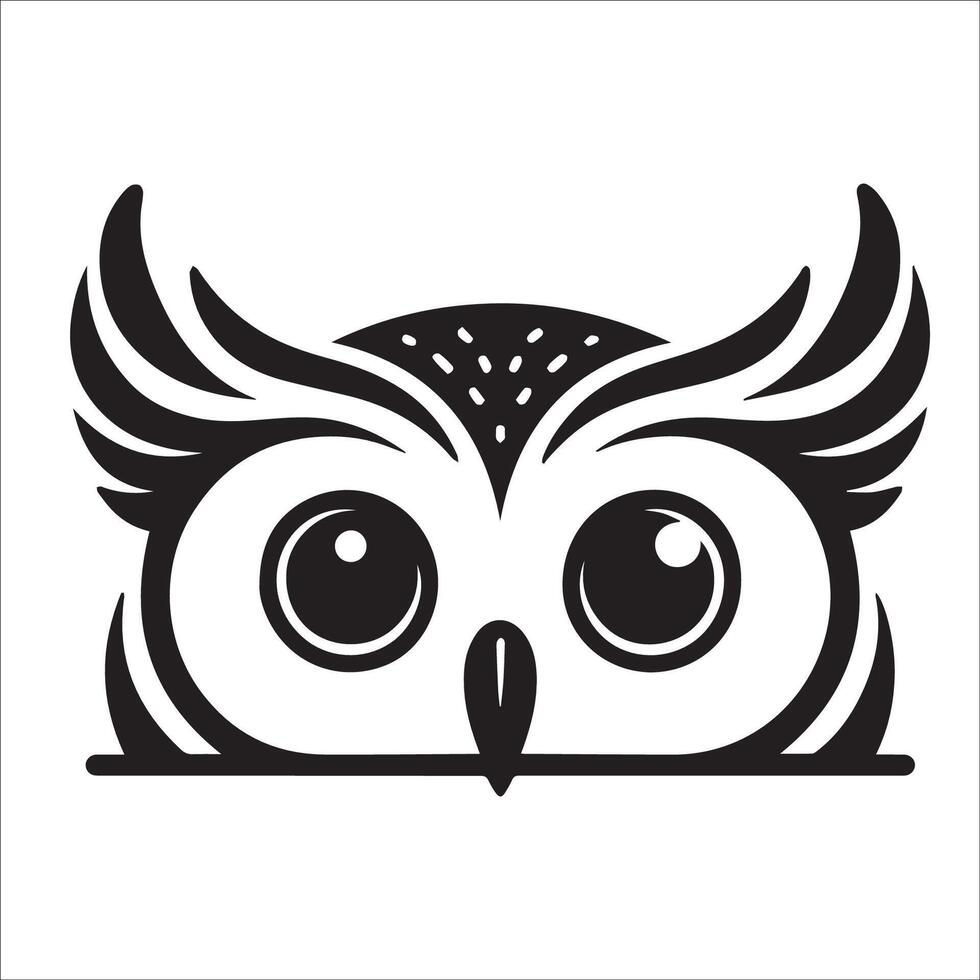 AI generated Peeking Long Eared owl illustration in black and white vector
