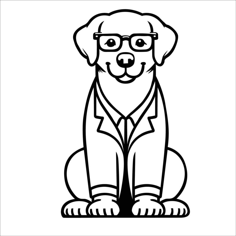 ai generado Labrador perdiguero perro médico negro y blanco ilustración vector