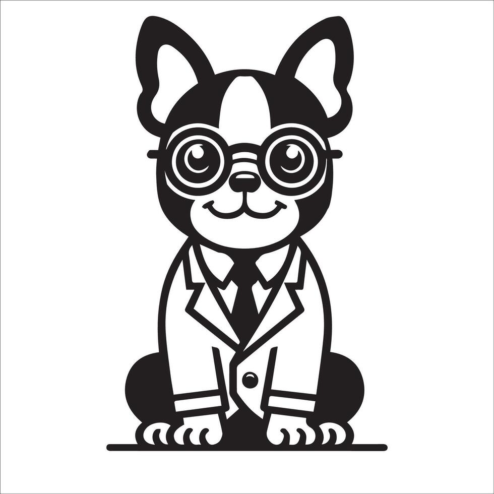 ai generado bostón terrier perro médico negro y blanco ilustración vector