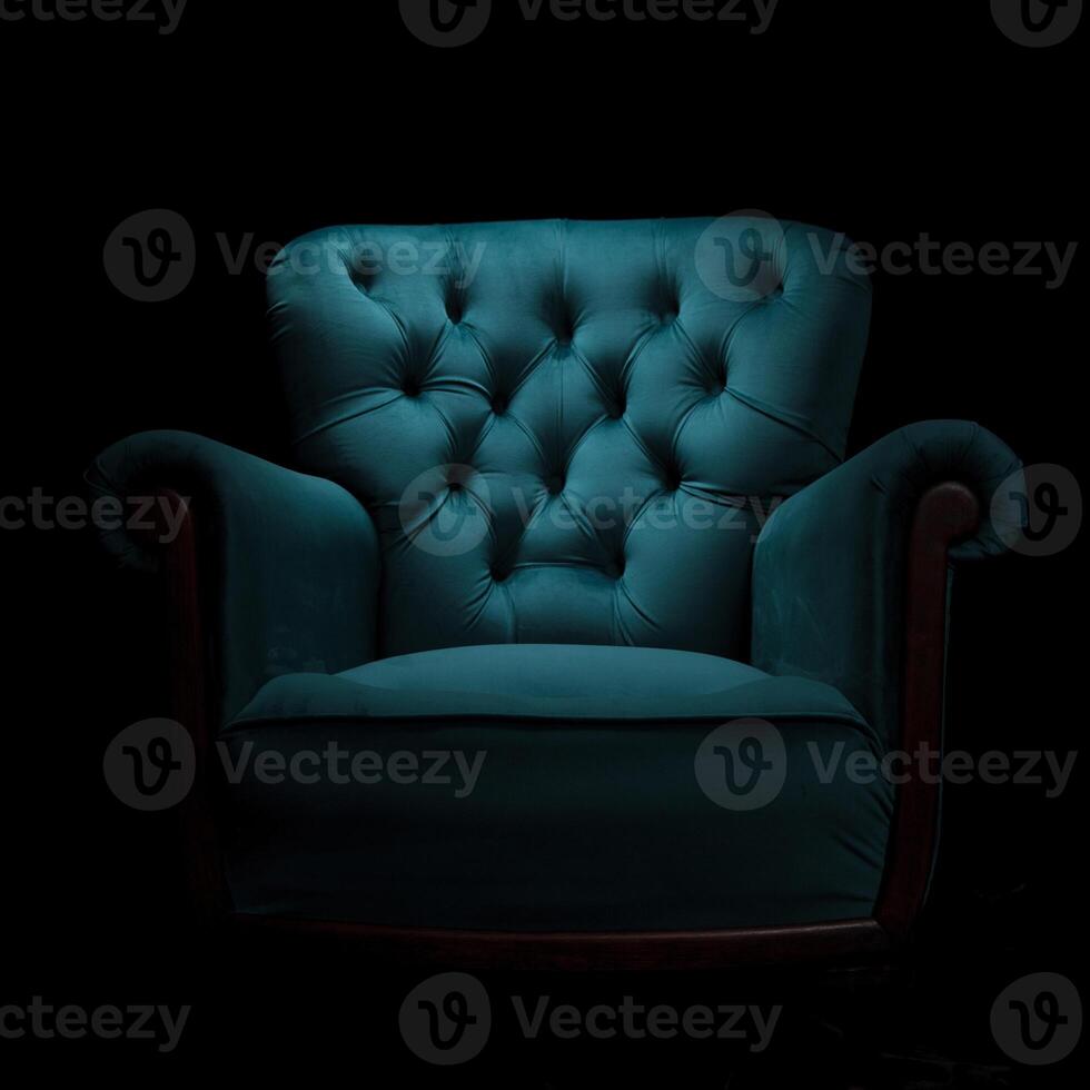 Antique Turquoise Armchair in Darkness photo