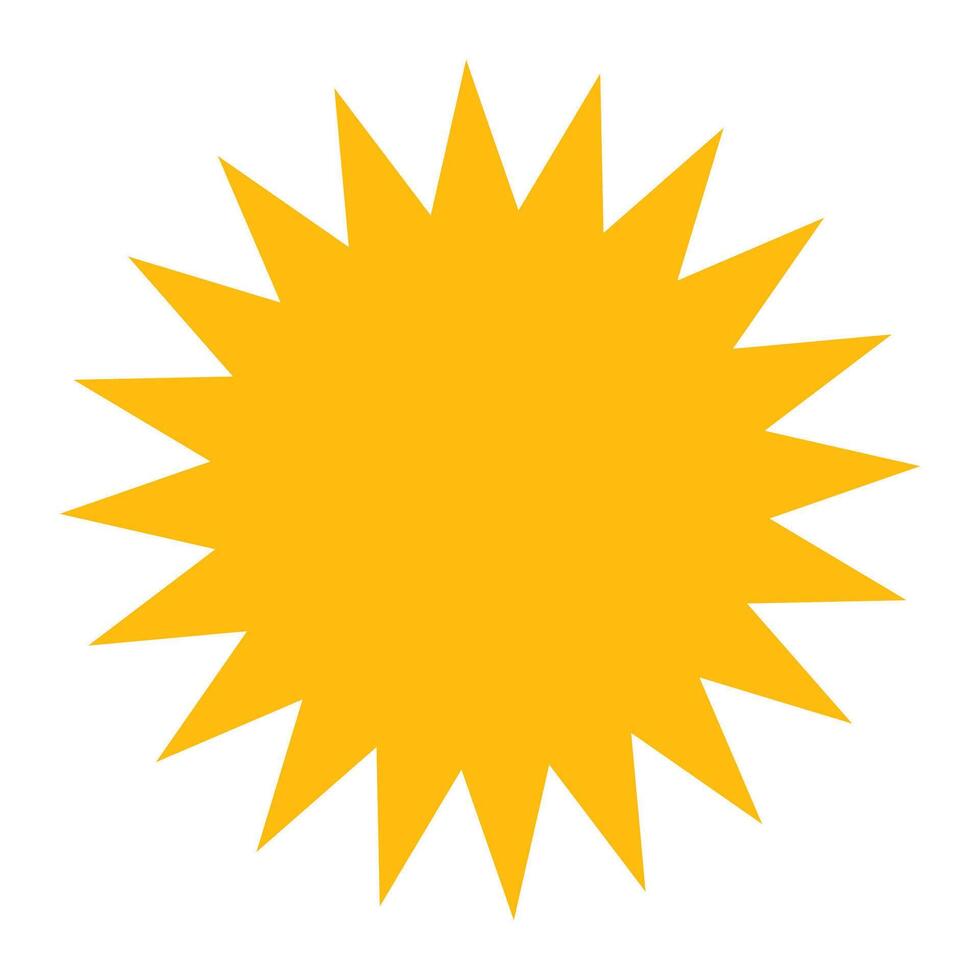 Silhouette geometric shape of sun or star with rays in flat style, simple minimalistic weather icon vector