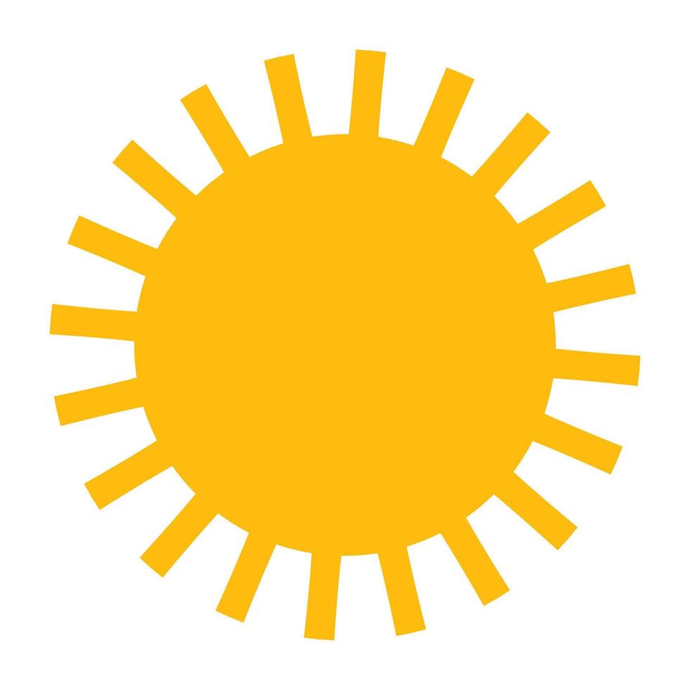 Silhouette geometric shape of sun or star with rays in flat style, simple minimalistic weather icon vector