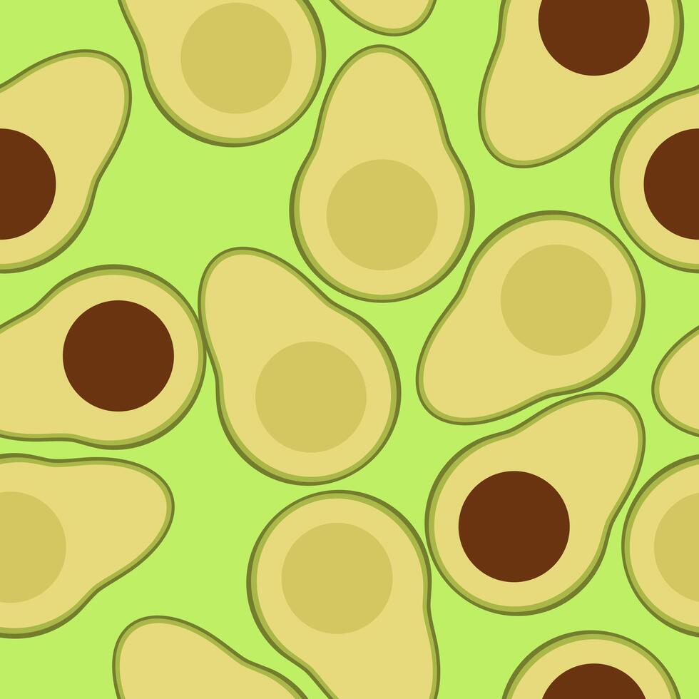 Hand drawn flat avocado seamless pattern vector