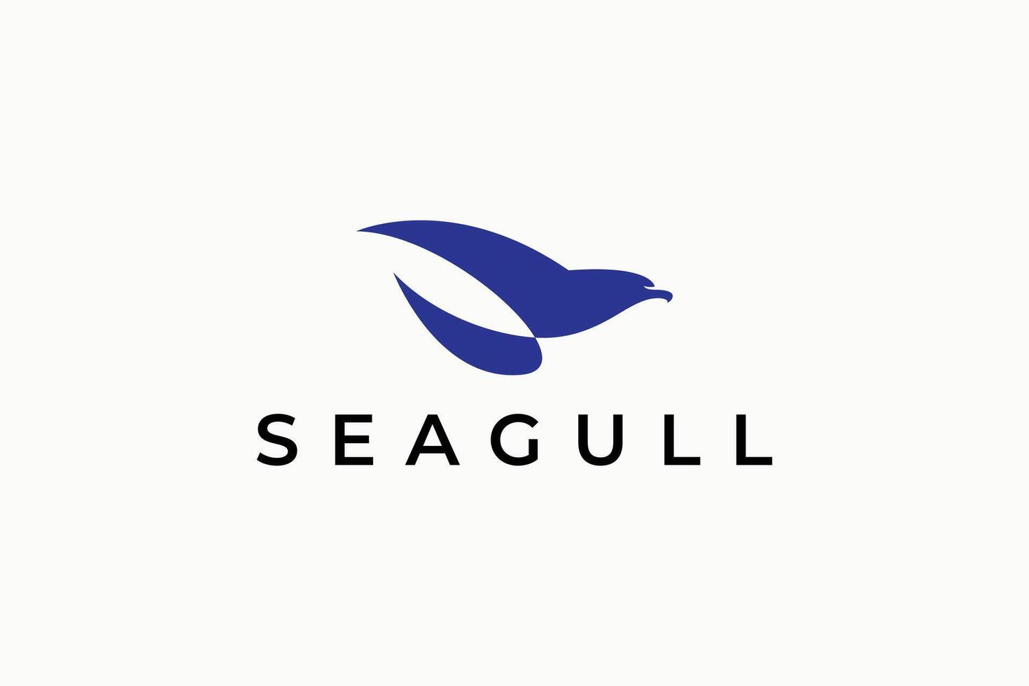 Seagull Blue Silhouette Fly Bird Sign Symbol Sea Sky Ocean Business Travel Vacation Brand Identity vector