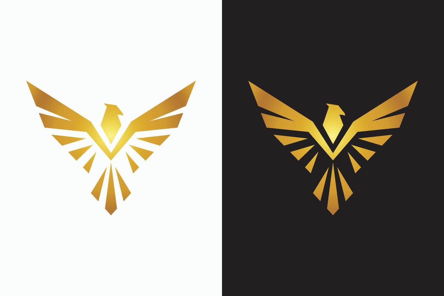 Phoenix Logo Gold Elegance Premium Abstract Silhouette Eagle Falcon Hawk Bird Fly Wing Abstract Sign Symbol Business vector