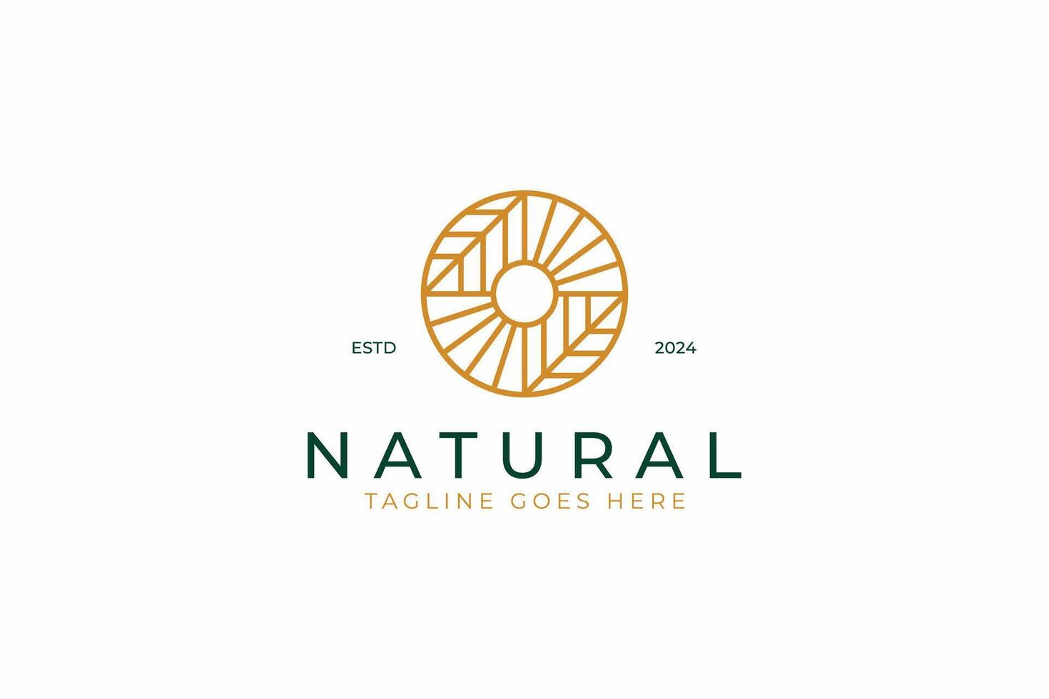 Natural Abstract Geometric Logo Sun Leaf Organic Farm Agriculture Business vector