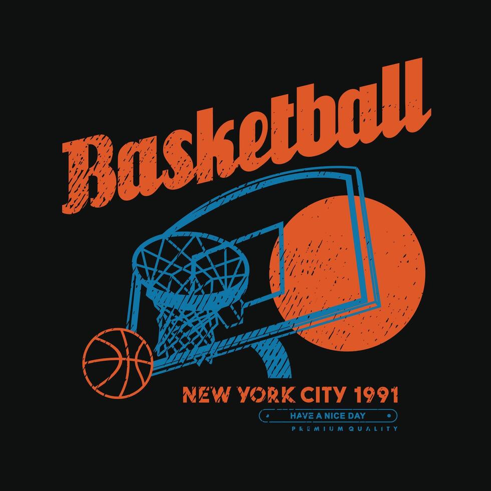 Vintage illustration of basketball t shirt design, vector graphic, typographic poster or tshirts street wear and Urban style