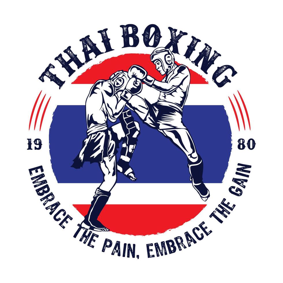 Thai Boxing martial art vector illustration, perfect for t shirt design