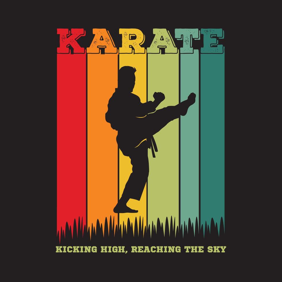 Karate Martial Art vector illustration in retro style and color design, perfect for t shirt design