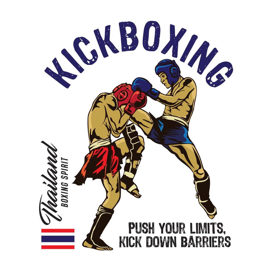 Thai Boxing martial art vector illustration, perfect for t shirt design