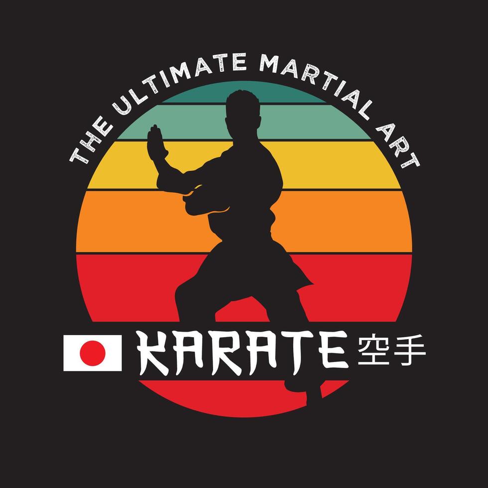 Karate Martial Art vector illustration in retro style and color design, perfect for t shirt design