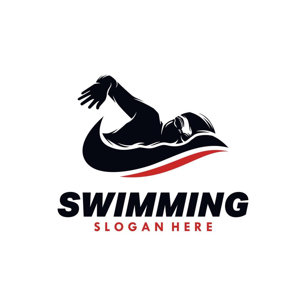 swimming sport silhouette logo design vector