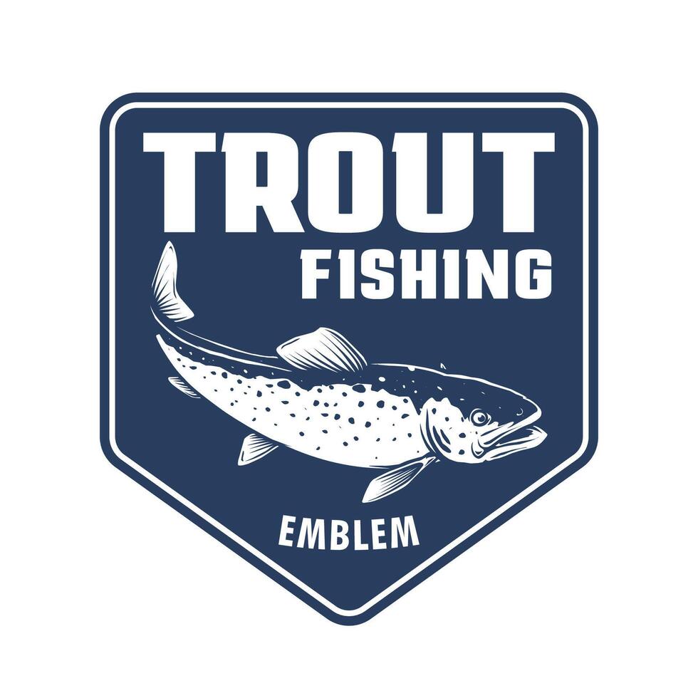 Trout fishing emblem design vector