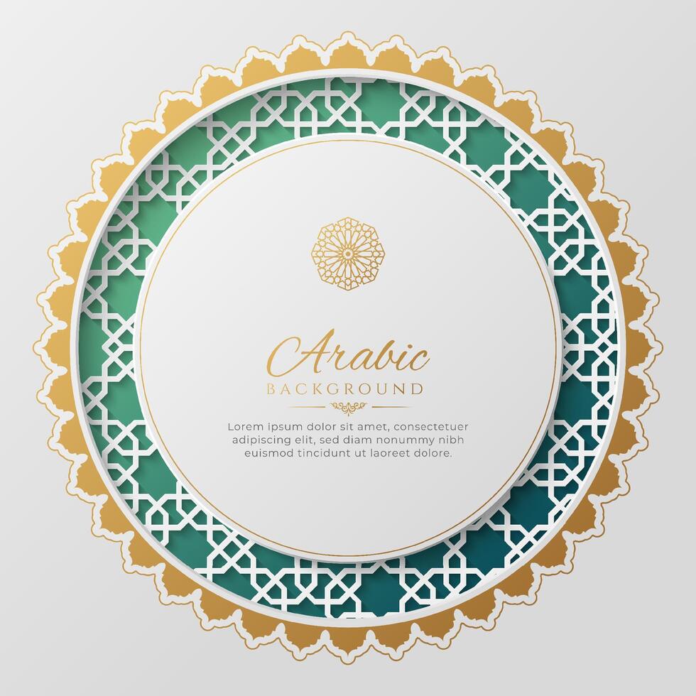 Arabic Islamic luxury greeting card with Arabic style border and pattern vector