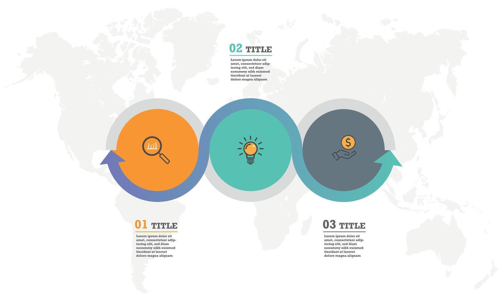 Business infographics process. Timeline infographics with 3 steps. vector