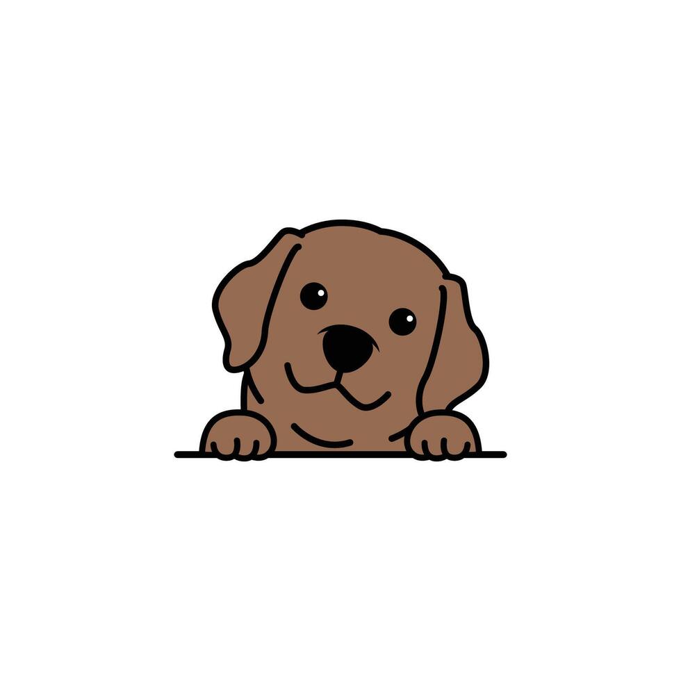 Cute chocolate brown labrador retriever puppy cartoon, vector illustration