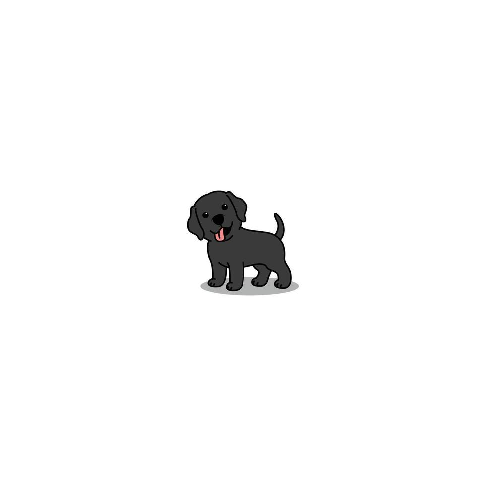 Cute black labrador retriever puppy cartoon, vector illustration