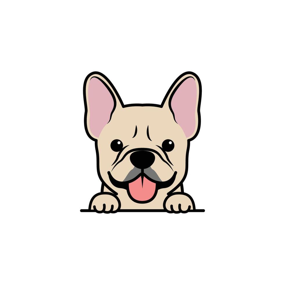 Cute french bulldog puppy cream color cartoon, vector illustration