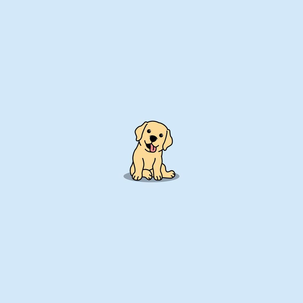 Cute labrador retriever puppy sitting cartoon, vector illustration