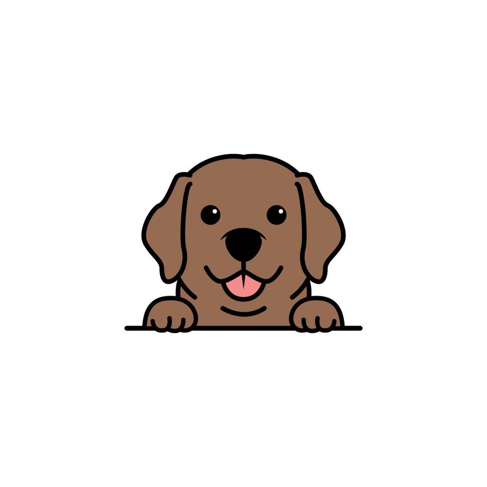 Cute chocolate brown labrador retriever puppy cartoon, vector illustration