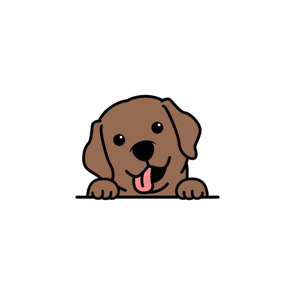 Cute chocolate brown labrador retriever puppy cartoon, vector illustration