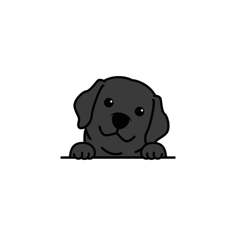 Cute black labrador retriever puppy cartoon, vector illustration