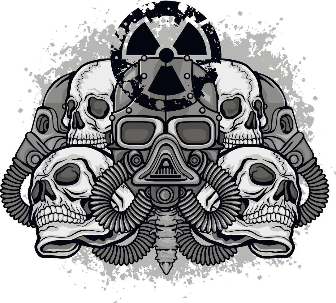 skull and gas mask vector