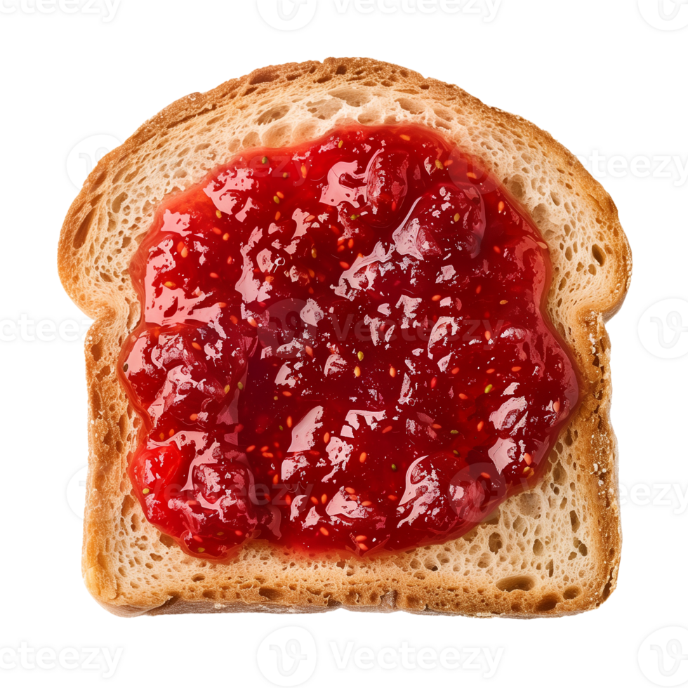 AI generated Strawberry jam on bread toast Isolated on transparent background png