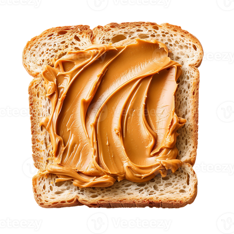 AI generated Peanut butter on bread toast Isolated on transparent background png