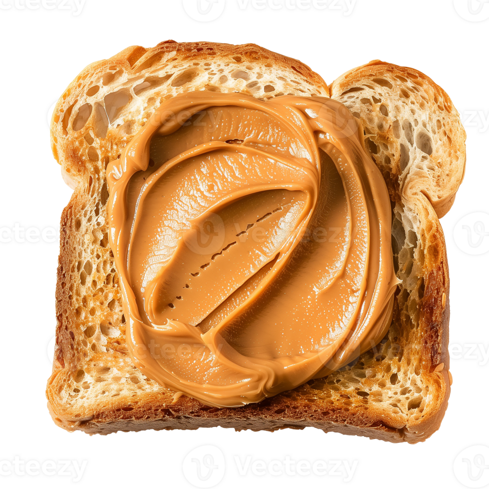 AI generated Peanut butter on bread toast Isolated on transparent background png