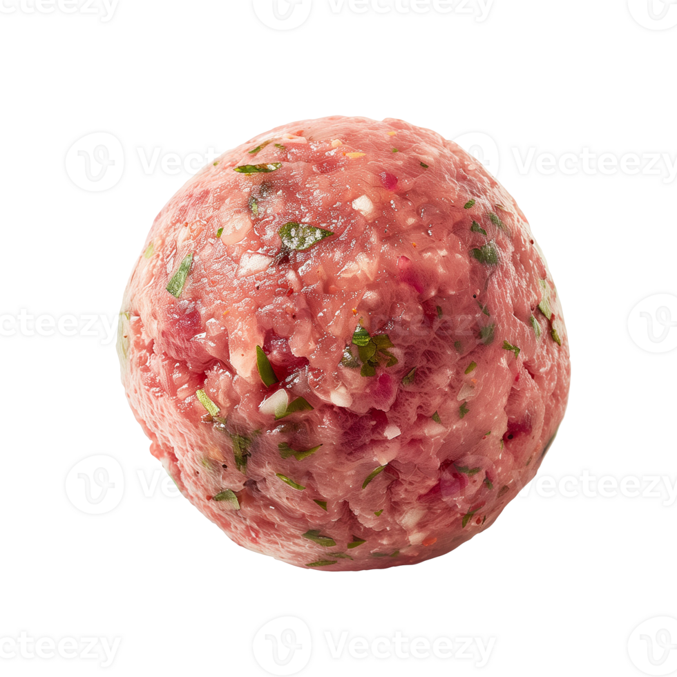 ai generiert roh Fleisch Ball isoliert auf transparent Hintergrund png